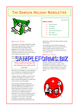 Holiday Newsletter Template 2 dot pdf free